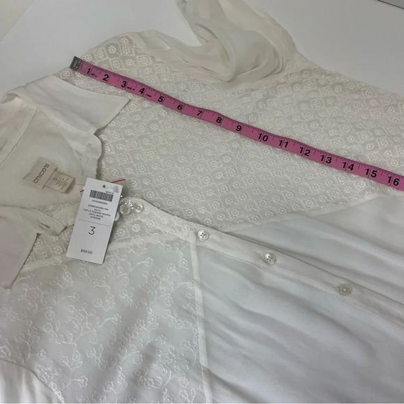NWT Chicos Button Up Shirt Womens Size 3 XL 16 Optic White Maya Woven Sheer - Picture 11 of 14